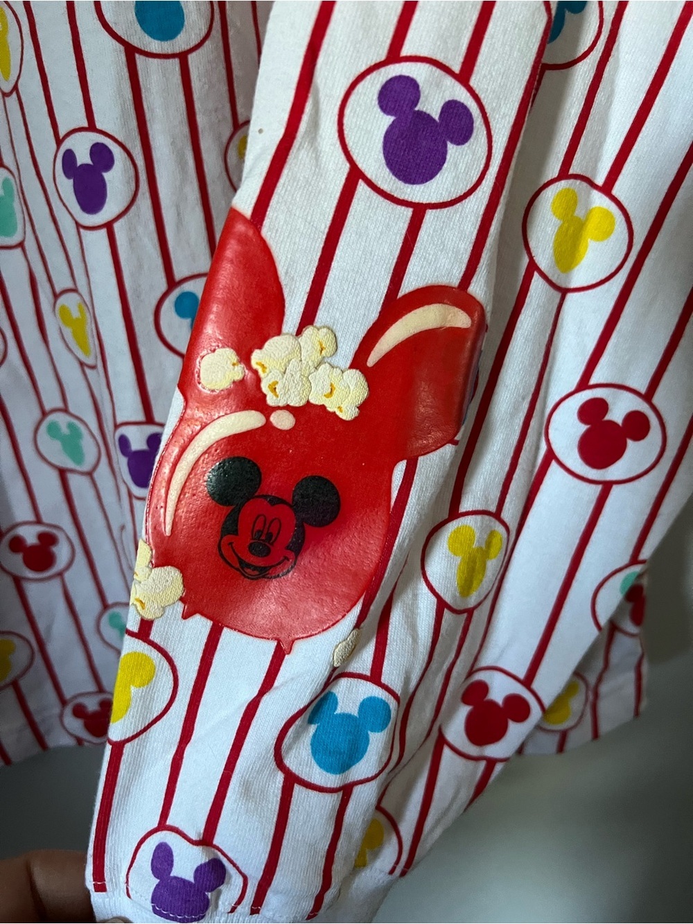 Disney Parks Popcorn + Ballon Spirit Jersey Striped Pattern Multicolored Mickey - Picture 7 of 14